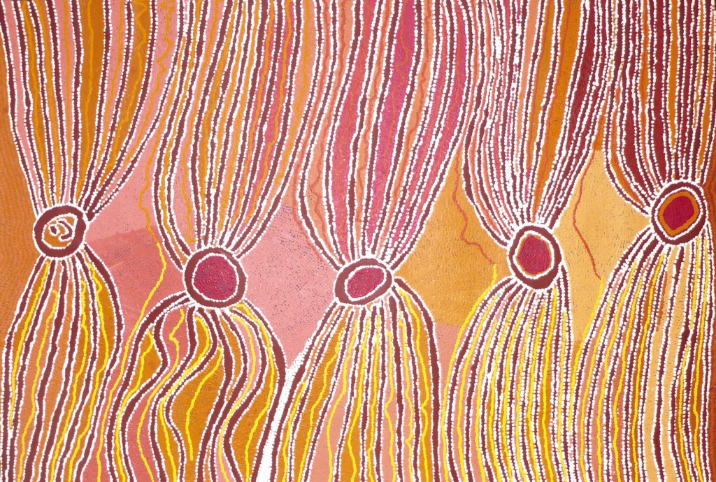 Liddy Napanangka Walker - Wakirlpirri Jukurrpa (Dogwood Tree Dreaming), 2009 - 183 x 122 cm - Acrylic on canvas 