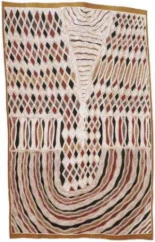 Burrut’tji (lightning serpent) © All rights reserved Djambawa Marawili 2002 Australia Natural pigments on bark | Purchased 2003. Queensland Art Gallery Foundation | Collection: Queensland Art Gallery | © The artist 