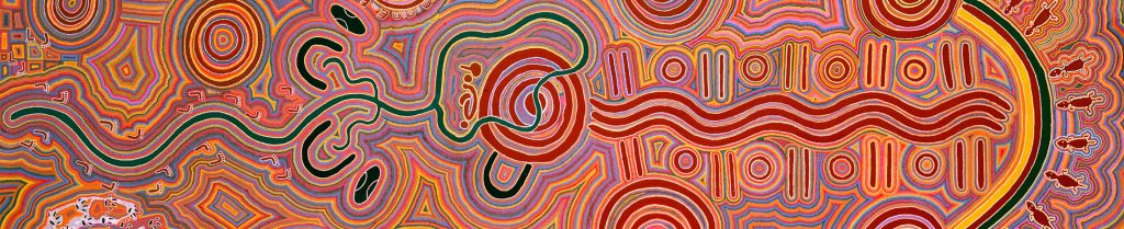 ‘Karrku Jukurrp [Rêve de Karrku]’ 1996 – Collective work by 36 artists from Yuendumu, NT, Australia – Acrylic on canvas - Kluge-Ruhe Aboriginal Art Collection © The Artists