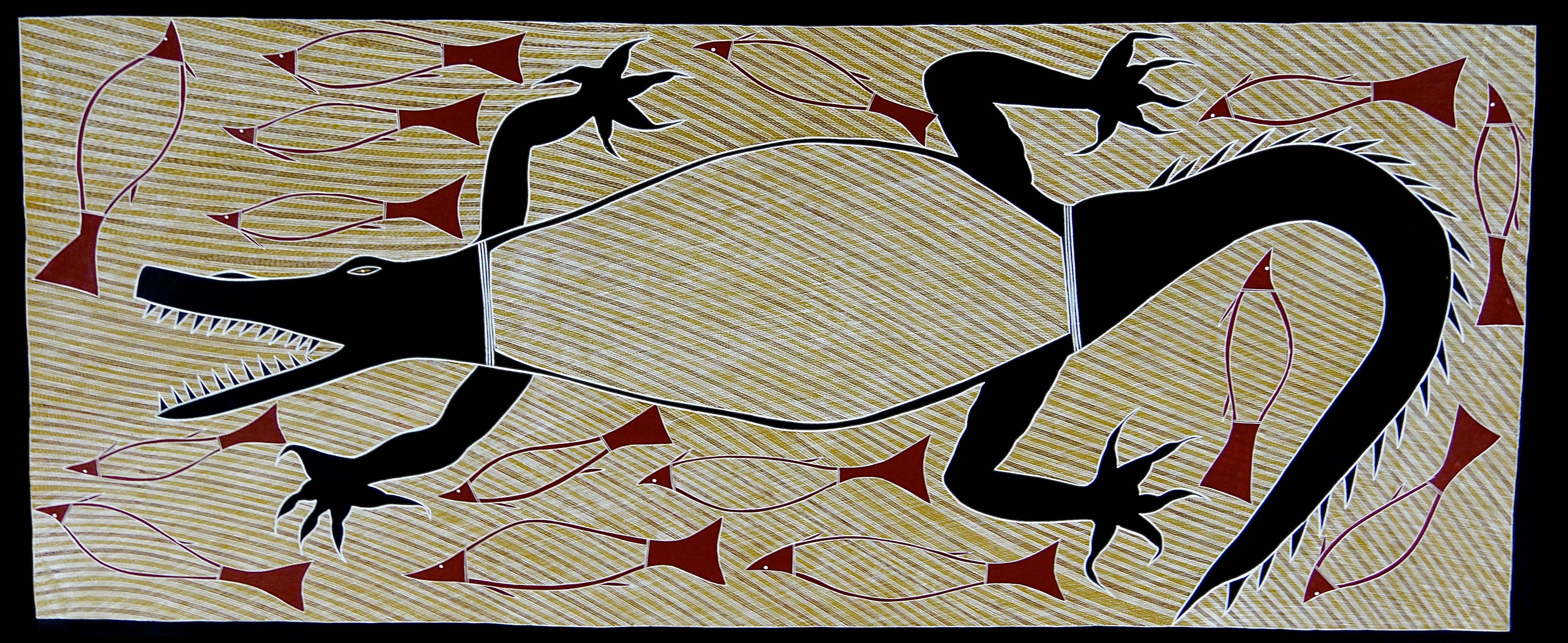 Billy Durbuma Black - “Baru Dhawu (Crocodile Story)”, 2015 - Courtesy of Bula'Bula Arts