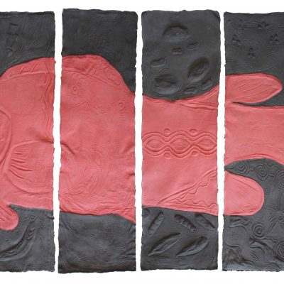 Euraba Artists – “Gaduu – Murray Cod”, 2010 – 8-panel collaborative cast handmade paper work © The Artists – Photo courtesy Euraba Artists