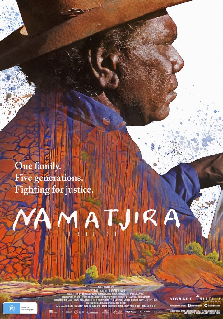 Poster of film Namatjira Project © Big hART; Artwork: Douglas Kwarlpe Abbott - Organ Pipes at Finke River, 2009 - Courtesy Iltja Ntjarra Art Centre