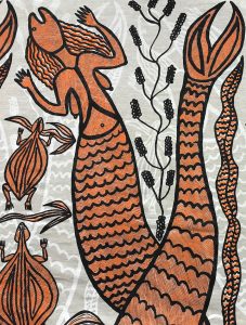 Sonia Namarnyilk - Yawkyawk (detail) - Silkscreen print on linen / Sérigraphie d'art sur lin © The Artist and Maningrida Arts & Culture