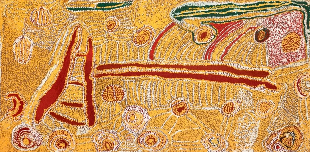 Eubena Nampitjin, 'Kinyu' (1991), Acrylic on canvas, Art Gallery of New South Wales © Estate of Eubena Nampitjin - Licensed by Copyright Agency