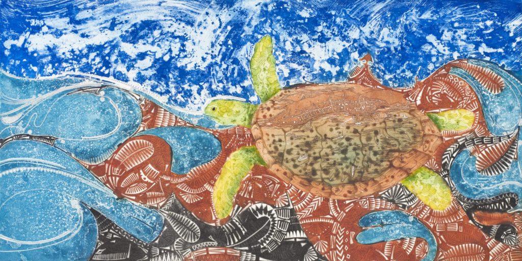 Brian Robinson "Waterworld of Waiben where warual swim through", 2013, ink on paper © The Artist