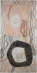 Noŋgirrŋa Marawili, "Baratjala (4734-19)", 2019, recycled printer toner, natural earth pigments and PVA binder on board © The Artist