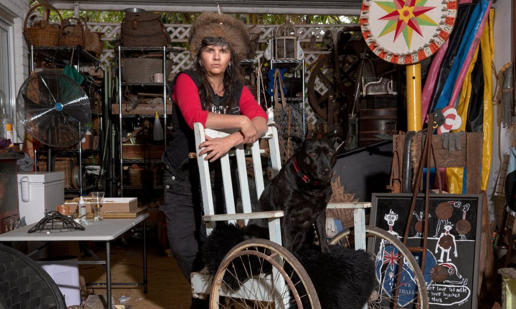 Wiradjuri artist Karla Dickens in her Lismore studio. Photograph: Mick Richards.