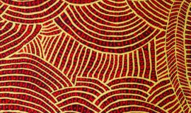 Ada Bird Petyarre, 1930 – 2009, Anmatyerre, Alyawarre, Atnangkere, Utopia Region NT, Awely (detail) 2000, batik, silk with azoic dyes, hand painted, 300 x 115.5cm.