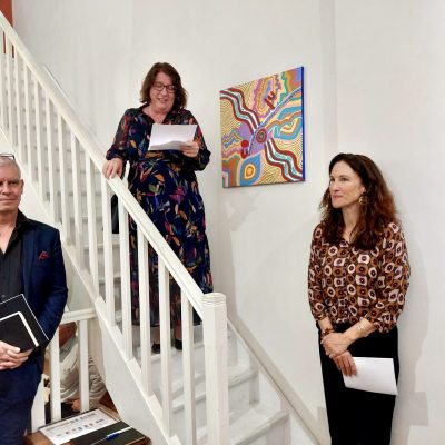 H.E. Ms Megan Anderson, Ambassador and Permanent Representative of Australia to UNESCO; with Mr Nicolas Garnier, Chief Curator, Pacific and Insular Asia Collections, Musée du quai Branly – Jacques Chirac, Paris (left); and Solenne Ducos-Lamotte, Director of IDAIA (right).